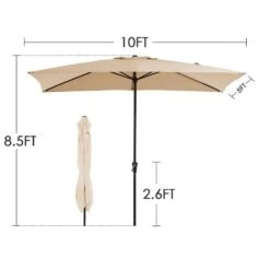 8 Ft. X 10 Ft. Steel Rectangular Market Umbrella In Beige -Jearey jearey market umbrellas 8x10jxs beige 44 1000