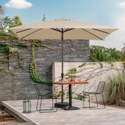 8 Ft. X 10 Ft. Steel Rectangular Market Umbrella In Beige