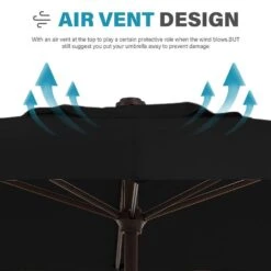 8 Ft. X 10 Ft. Steel Rectangular Market Umbrella In Black -Jearey jearey market umbrellas 8x10jxs black 44 1000