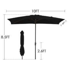 8 Ft. X 10 Ft. Steel Rectangular Market Umbrella In Black -Jearey jearey market umbrellas 8x10jxs black fa 1000
