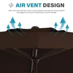 8 Ft. X 10 Ft. Steel Rectangular Market Umbrella In Brown -Jearey jearey market umbrellas 8x10jxs brown 1f 1000