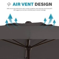 8 Ft. X 10 Ft. Steel Rectangular Market Umbrella In Gray -Jearey jearey market umbrellas 8x10jxs gray 1f 1000