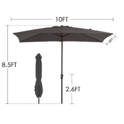 8 Ft. X 10 Ft. Steel Rectangular Market Umbrella In Gray -Jearey jearey market umbrellas 8x10jxs gray 44 1000