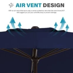 8 Ft. X 10 Ft. Steel Rectangular Market Umbrella In Navy -Jearey jearey market umbrellas 8x10jxs navy 1f 1000