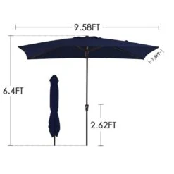 8 Ft. X 10 Ft. Steel Rectangular Market Umbrella In Navy -Jearey jearey market umbrellas 8x10jxs navy 44 1000