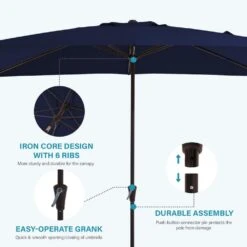 8 Ft. X 10 Ft. Steel Rectangular Market Umbrella In Navy -Jearey jearey market umbrellas 8x10jxs navy c3 1000