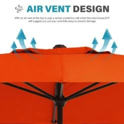 8 Ft. X 10 Ft. Steel Rectangular Market Umbrella In Orange -Jearey jearey market umbrellas 8x10jxs orange 1f 1000