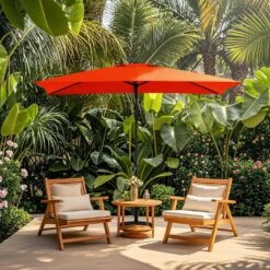 8 Ft. X 10 Ft. Steel Rectangular Market Umbrella In Orange -Jearey jearey market umbrellas 8x10jxs orange 40 1000