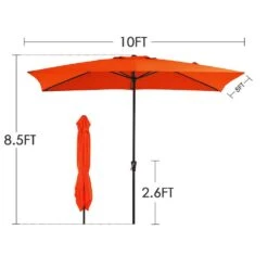 8 Ft. X 10 Ft. Steel Rectangular Market Umbrella In Orange -Jearey jearey market umbrellas 8x10jxs orange 44 1000