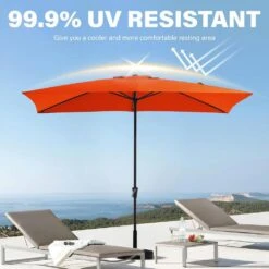 8 Ft. X 10 Ft. Steel Rectangular Market Umbrella In Orange -Jearey jearey market umbrellas 8x10jxs orange 4f 1000