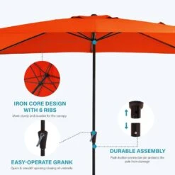 8 Ft. X 10 Ft. Steel Rectangular Market Umbrella In Orange -Jearey jearey market umbrellas 8x10jxs orange c3 1000
