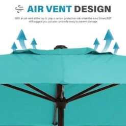 8 Ft. X 10 Ft. Steel Rectangular Market Umbrella In Peacock Blue -Jearey jearey market umbrellas 8x10jxs pblue 1f 1000