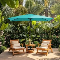 8 Ft. X 10 Ft. Steel Rectangular Market Umbrella In Peacock Blue -Jearey jearey market umbrellas 8x10jxs pblue 40 1000