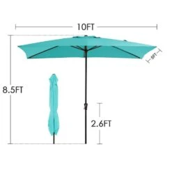 8 Ft. X 10 Ft. Steel Rectangular Market Umbrella In Peacock Blue -Jearey jearey market umbrellas 8x10jxs pblue fa 1000