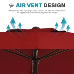 8 Ft. X 10 Ft. Steel Rectangular Market Umbrella In Red -Jearey jearey market umbrellas 8x10jxs red 1f 1000