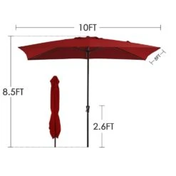 8 Ft. X 10 Ft. Steel Rectangular Market Umbrella In Red -Jearey jearey market umbrellas 8x10jxs red 44 1000