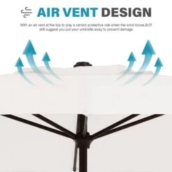 8 Ft. X 10 Ft. Steel Rectangular Market Umbrella In White -Jearey jearey market umbrellas 8x10jxs white fa 1000