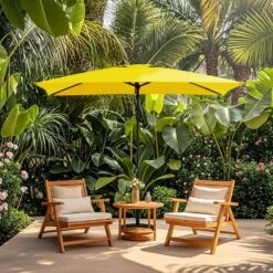 8 Ft. X 10 Ft. Steel Rectangular Market Umbrella In Yellow -Jearey jearey market umbrellas 8x10jxs yellow 40 1000
