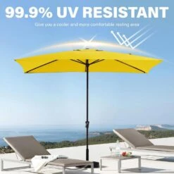 8 Ft. X 10 Ft. Steel Rectangular Market Umbrella In Yellow -Jearey jearey market umbrellas 8x10jxs yellow 44 1000