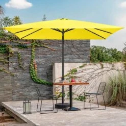 8 Ft. X 10 Ft. Steel Rectangular Market Umbrella In Yellow