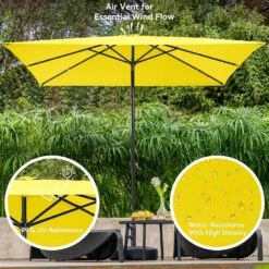 8 Ft. X 10 Ft. Steel Rectangular Market Umbrella In Yellow -Jearey jearey market umbrellas 8x10jxs yellow c3 1000