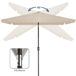 6.5 Ft X 10 Ft. Rectangular Steel Market Crank And Tilt Outdoor Patio Umbrella In Tan 15 6.5 Ft X 10 Ft. Rectangular Steel Market Crank And Tilt Outdoor Patio Umbrella In Tan -Jearey jearey market umbrellas cb 6 5 10 bg 1f 1000