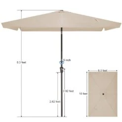 6.5 Ft X 10 Ft. Rectangular Steel Market Crank And Tilt Outdoor Patio Umbrella In Tan 12 6.5 Ft X 10 Ft. Rectangular Steel Market Crank And Tilt Outdoor Patio Umbrella In Tan -Jearey jearey market umbrellas cb 6 5 10 bg 77 1000