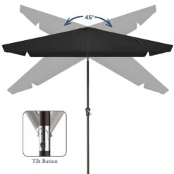 6.5 Ft X 10 Ft. Rectangular Steel Market Crank And Tilt Outdoor Patio Umbrella In Black -Jearey jearey market umbrellas cb 6 5 10 bk 1f 1000