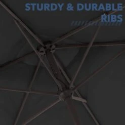 6.5 Ft X 10 Ft. Rectangular Steel Market Crank And Tilt Outdoor Patio Umbrella In Black -Jearey jearey market umbrellas cb 6 5 10 bk 44 1000