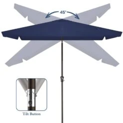 6.5 Ft X 10 Ft. Rectangular Steel Market Crank And Tilt Outdoor Patio Umbrella In Navy -Jearey jearey market umbrellas cb 6 5 10 nv 1f 1000
