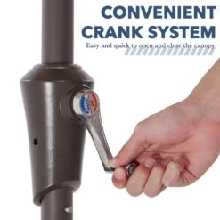 6.5 Ft X 10 Ft. Rectangular Steel Market Crank And Tilt Outdoor Patio Umbrella In Navy -Jearey jearey market umbrellas cb 6 5 10 nv 4f 1000