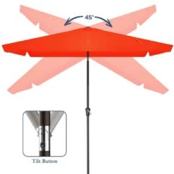 6.5 Ft. X 10 Ft. Rectangular Steel Market Crank And Tilt Outdoor Patio Umbrella In Pumpkin -Jearey jearey market umbrellas cb 6 5 10 og 1f 1000
