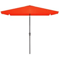 6.5 Ft. X 10 Ft. Rectangular Steel Market Crank And Tilt Outdoor Patio Umbrella In Pumpkin -Jearey jearey market umbrellas cb 6 5 10 og 40 1000