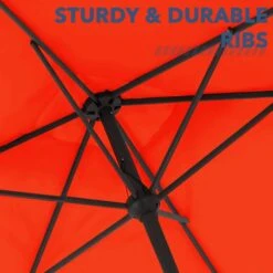 6.5 Ft. X 10 Ft. Rectangular Steel Market Crank And Tilt Outdoor Patio Umbrella In Pumpkin -Jearey jearey market umbrellas cb 6 5 10 og 44 1000