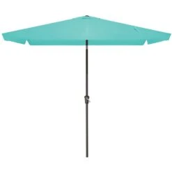 6.5 Ft X 10 Ft. Rectangular Steel Market Crank And Tilt Outdoor Patio Umbrella In Peacock Blue -Jearey jearey market umbrellas cb 6 5 10 pb 40 1000