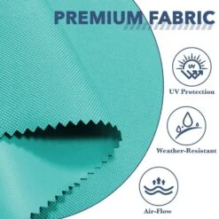 6.5 Ft X 10 Ft. Rectangular Steel Market Crank And Tilt Outdoor Patio Umbrella In Peacock Blue -Jearey jearey market umbrellas cb 6 5 10 pb fa 1000