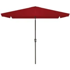6.5 Ft. X 10 Ft. Rectangular Steel Market Crank And Tilt Outdoor Patio Umbrella In Red -Jearey jearey market umbrellas cb 6 5 10 rd 40 1000