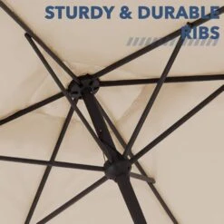 8 Ft X 10 Ft. Rectangular Steel Market Crank And Tilt Outdoor Patio Umbrella In Tan -Jearey jearey market umbrellas cb 8 10 bg 1f 1000