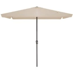 8 Ft X 10 Ft. Rectangular Steel Market Crank And Tilt Outdoor Patio Umbrella In Tan -Jearey jearey market umbrellas cb 8 10 bg 40 1000