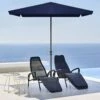 8 Ft X 10 Ft. Rectangular Steel Market Crank And Tilt Outdoor Patio Umbrella In Navy