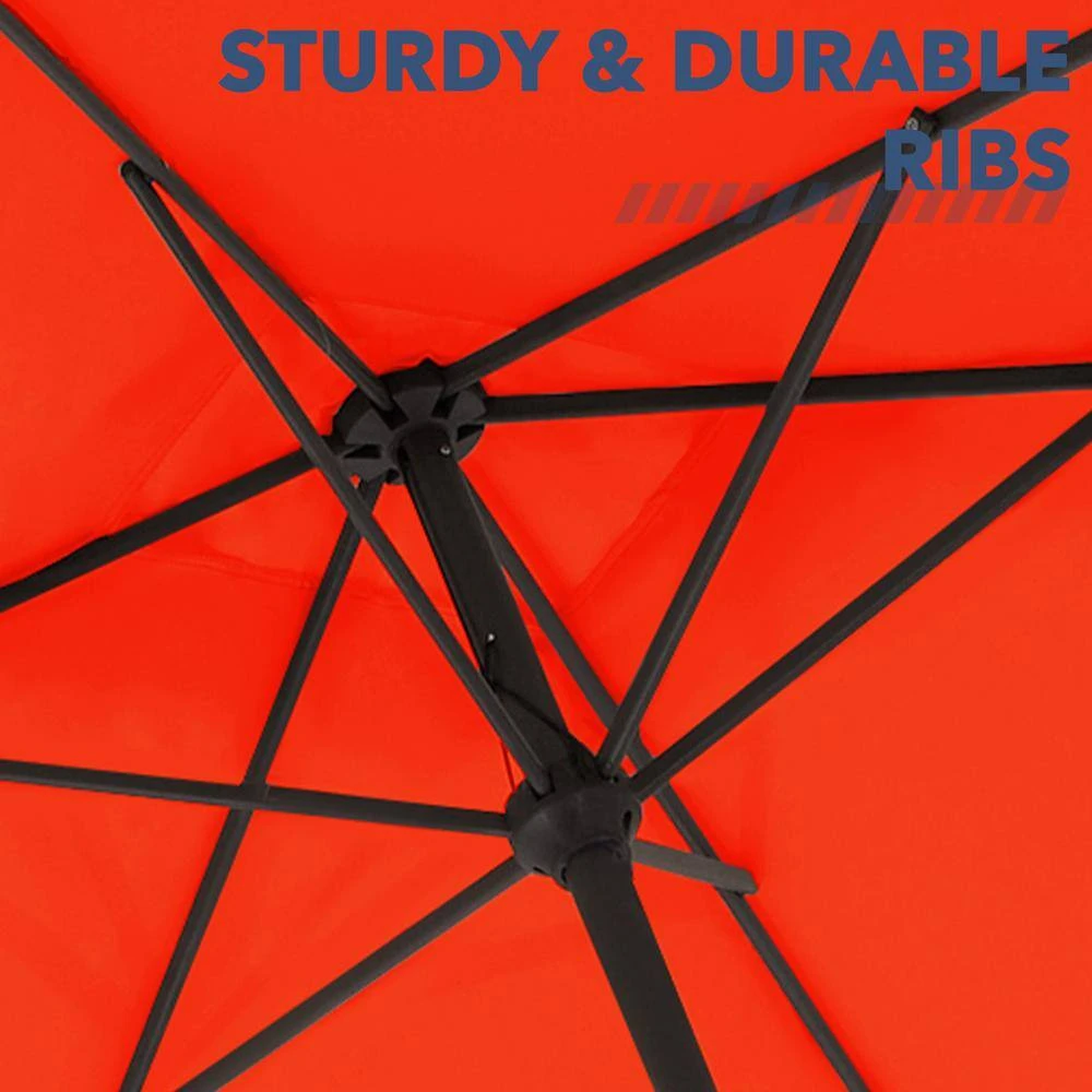 8 Ft X 10 Ft. Rectangular Steel Market Crank And Tilt Outdoor Patio Umbrella In Pumpkin 7 8 Ft X 10 Ft. Rectangular Steel Market Crank And Tilt Outdoor Patio Umbrella In Pumpkin - Image 7