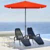8 Ft X 10 Ft. Rectangular Steel Market Crank And Tilt Outdoor Patio Umbrella In Pumpkin
