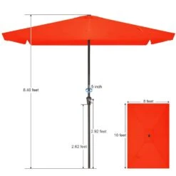 8 Ft X 10 Ft. Rectangular Steel Market Crank And Tilt Outdoor Patio Umbrella In Pumpkin 11 8 Ft X 10 Ft. Rectangular Steel Market Crank And Tilt Outdoor Patio Umbrella In Pumpkin -Jearey jearey market umbrellas cb 8 10 og 77 1000