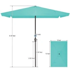 8 Ft X 10 Ft. Rectangular Steel Market Crank And Tilt Outdoor Patio Umbrella In Peacock Blue 11 8 Ft X 10 Ft. Rectangular Steel Market Crank And Tilt Outdoor Patio Umbrella In Peacock Blue -Jearey jearey market umbrellas cb 8 10 pb 77 1000