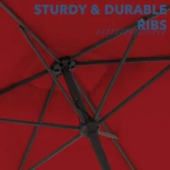 8 Ft X 10 Ft. Rectangular Steel Market Crank And Tilt Outdoor Patio Umbrella In Red -Jearey jearey market umbrellas cb 8 10 rd 1f 1000