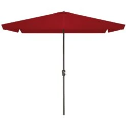 8 Ft X 10 Ft. Rectangular Steel Market Crank And Tilt Outdoor Patio Umbrella In Red -Jearey jearey market umbrellas cb 8 10 rd 40 1000