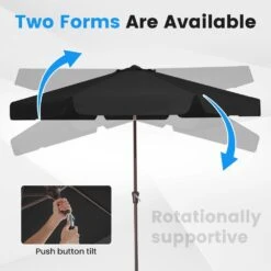 10 Ft. Steel Market Crank And Tilt Outdoor Patio Umbrella In Black -Jearey jearey market umbrellas cbzzs 10 bk 1f 1000