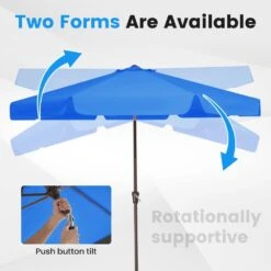 10 Ft. Steel Market Crank And Tilt Outdoor Patio Umbrella In Blue -Jearey jearey market umbrellas cbzzs 10 bu 1f 1000
