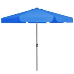 10 Ft. Steel Market Crank And Tilt Outdoor Patio Umbrella In Blue -Jearey jearey market umbrellas cbzzs 10 bu 40 1000