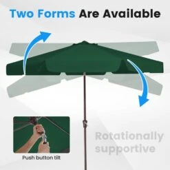 10 Ft. Steel Market Crank And Tilt Outdoor Patio Umbrella In Dark Green -Jearey jearey market umbrellas cbzzs 10 dgn 1f 1000